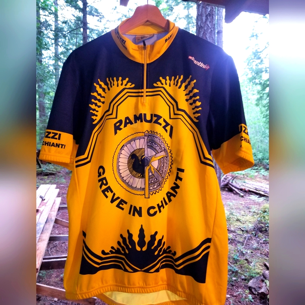 SMS Santini Italy Bike Cycling Jersey Zip Collar Shirt Large Yellow